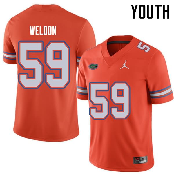 Youth NCAA Florida Gators Danny Weldon #59 Stitched Authentic Jordan Brand Orange College Football Jersey LNM8165SS